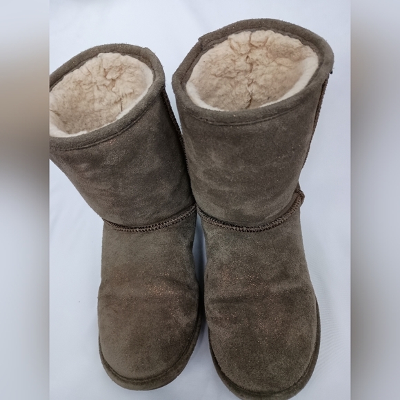 BEARPAW Womens Emma Short Suede Metallic Casual Boots (#1) - Picture 1 of 6